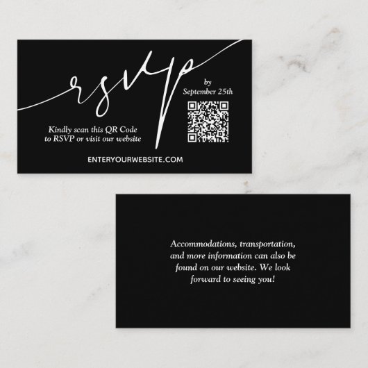 Moderne QR-code bruiloft Informatiekaartje (Voorkant / Achterkant)