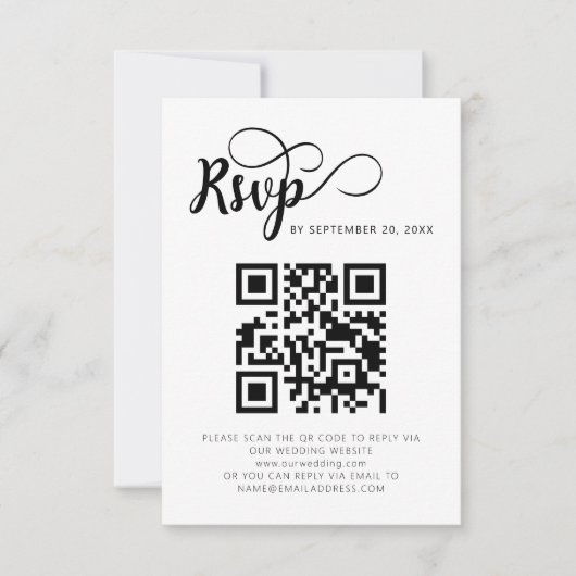 Moderne QR-code bruiloft RSVP Kaarten (Voorkant)