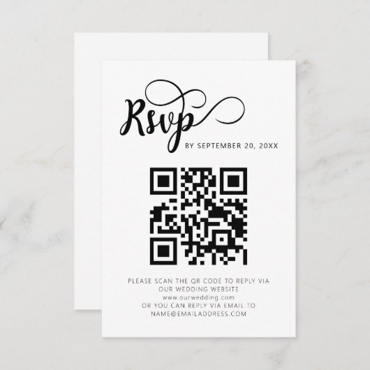 Moderne QR-code bruiloft RSVP Kaarten (Voorkant / Achterkant)