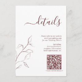 Moderne QR-code Burgundy Wedding - Gegevens Informatiekaartje