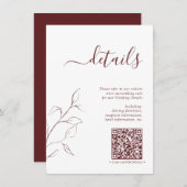 Moderne QR-code Burgundy Wedding - Gegevens Informatiekaartje (Voorkant / Achterkant)