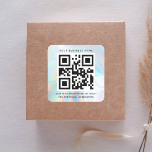 Moderne QR-code Business Iridescent Professional Vierkante Sticker