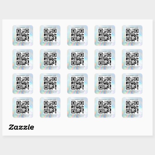 Moderne QR-code Business Iridescent Professional Vierkante Sticker (Vel)