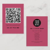 Moderne QR Code Business Logo Trendy Notitiekaartje (Voorkant / Achterkant)