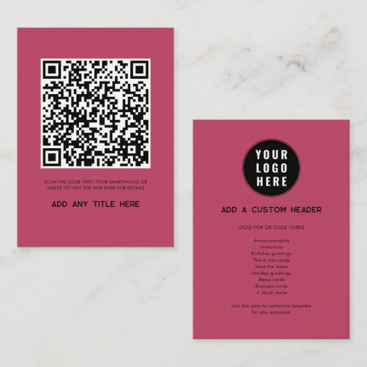 Moderne QR Code Business Logo Trendy Notitiekaartje (Voorkant / Achterkant)