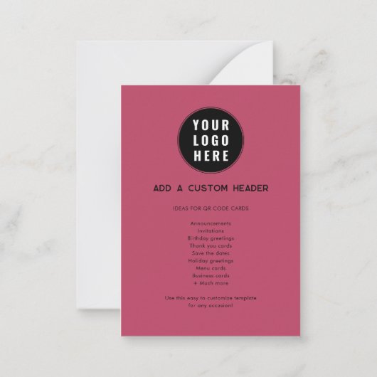 Moderne QR Code Business Logo Trendy Notitiekaartje (Achterkant)