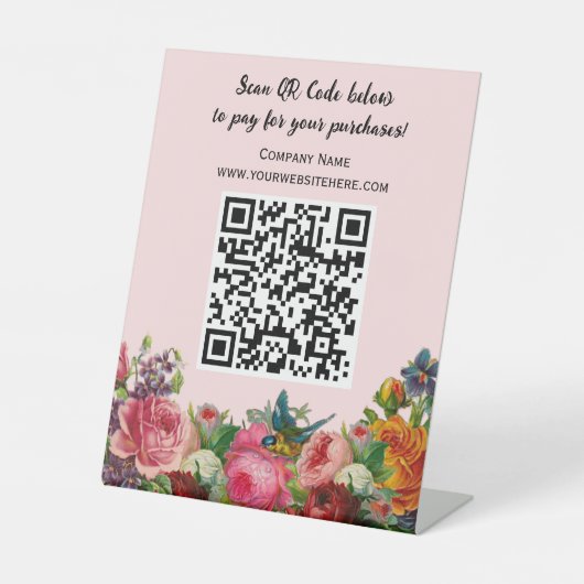 Moderne QR Code Business Table Top voetstuk teken Reclamebord Met Voetstuk (Voorkant)