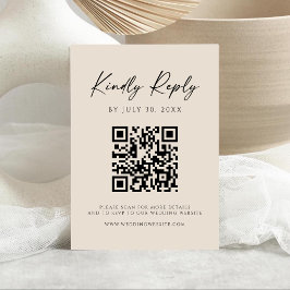 Moderne QR-code | Champagne website RSVP-kaart Save The Date