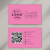 Moderne QR Code Custom Logo Social Media Roze Visitekaartje
