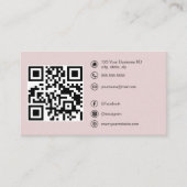 Moderne QR Code Custom Social Media Blush Roze Visitekaartje (Voorkant)