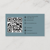 Moderne QR Code Custom Social Media Hazy Blauwgroe Visitekaartje (Voorkant)