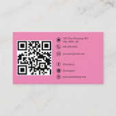 Moderne QR Code Custom Social Media Roze Visitekaartje (Voorkant)