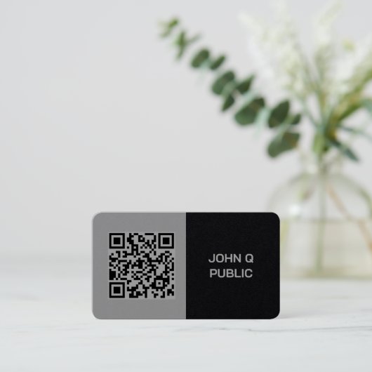 Moderne QR-code donker Visitekaartje (Staand voorkant)