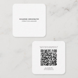 Moderne QR-code Eenvoudig Modieus Werknemer Vierkante Visitekaartje