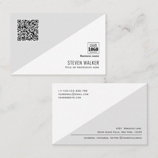 Moderne QR-code Eenvoudige professionele zakenman Visitekaartje (Voorkant / Achterkant)