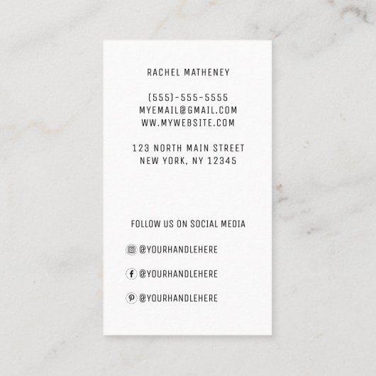 Moderne QR-code - Eenvoudige witte Logo Visitekaartje (Achterkant)