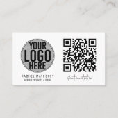 Moderne QR-code - Eenvoudige witte Logo Visitekaartje (Voorkant)