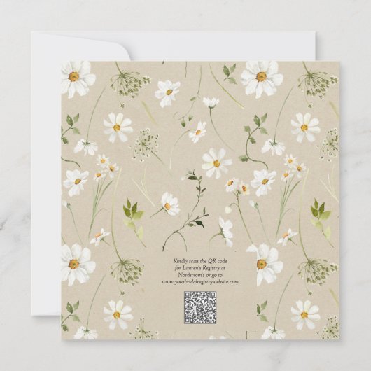 Moderne QR Code Elegant Daisy Rustiek Vrijgezellen Kaart (Achterkant)