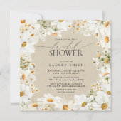 Moderne QR Code Elegant Daisy Rustiek Vrijgezellen Kaart (Voorkant)