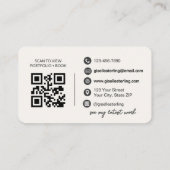 Moderne QR-code Elegant ivoor wit script Visitekaartje (Achterkant)