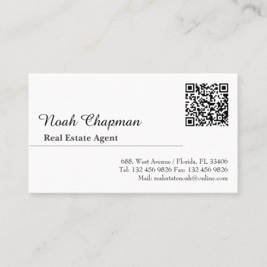 Moderne QR-code Elegante makelaar Visitekaartje (Voorkant)