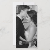 Moderne QR-code Elegante Script Foto Bruiloft Save The Date (Achterkant)