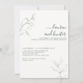 Moderne QR-code Emerald Green Botanical Wedding Kaart (Voorkant)