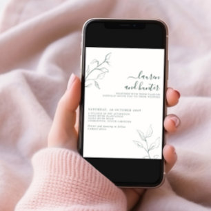 Moderne QR-code Emerald Green Botanical Wedding Kaart