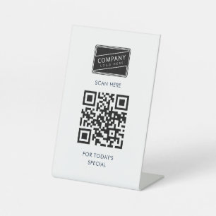 Moderne QR-code en aangepaste bedrijfslogo Reclamebord Met Voetstuk