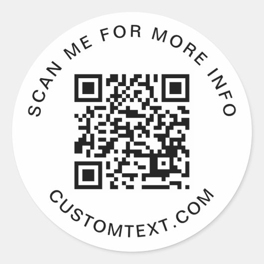 Moderne QR-code en aangepaste tekst ronde Sticker (Voorkant)