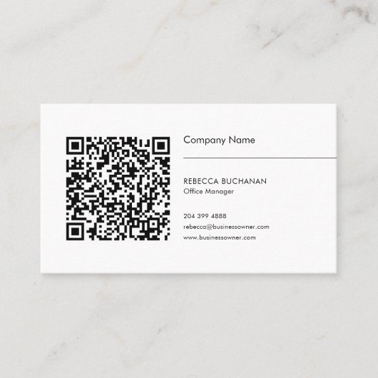 Moderne QR-code en bedrijfslogo Visitekaartje (Voorkant)