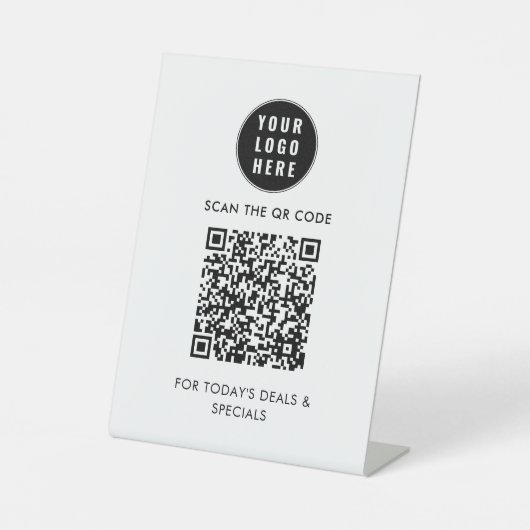 Moderne QR-code en Business Logo Custom Reclamebord Met Voetstuk (Voorkant)