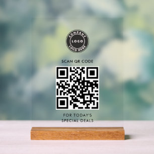 Moderne QR Code en Business Logo Dagelijkse Update Acryl Bord