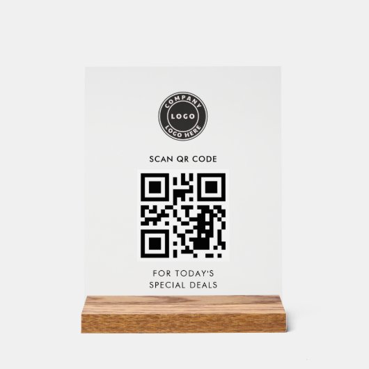 Moderne QR Code en Business Logo Dagelijkse Update Acryl Bord (Voorkant)