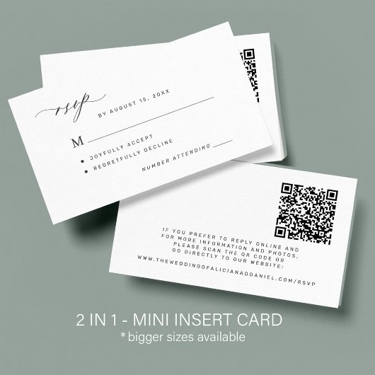 Moderne QR-code en klassieke huwelijksreactie RSVP Informatiekaartje