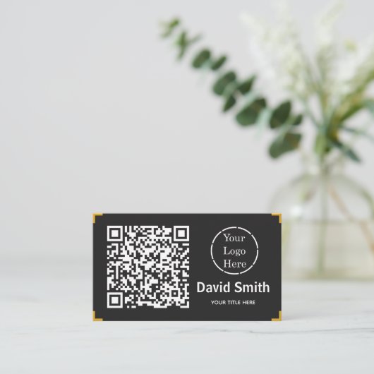 Moderne QR-code en Logo Visitekaartje (Staand voorkant)