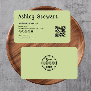 Moderne QR-code Facebook Instagram Logo Lime Green Visitekaartje