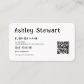 Moderne QR-code Facebook Instagram Logo Wit Visitekaartje (Voorkant)