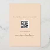 Moderne QR-code Folie met champagne Ivory Wedding Uitnodiging (Achterkant)