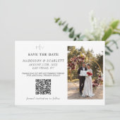 Moderne QR-code Foto Achterkant Save The Date Kaart (Staand voorkant)