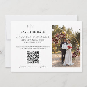 Moderne QR-code foto achterkant save the date Kaart