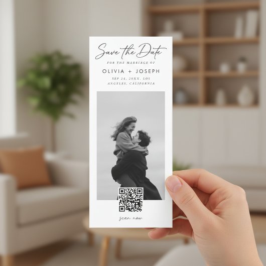 Moderne QR-code foto bladwijzer trouwdag Save The Date
