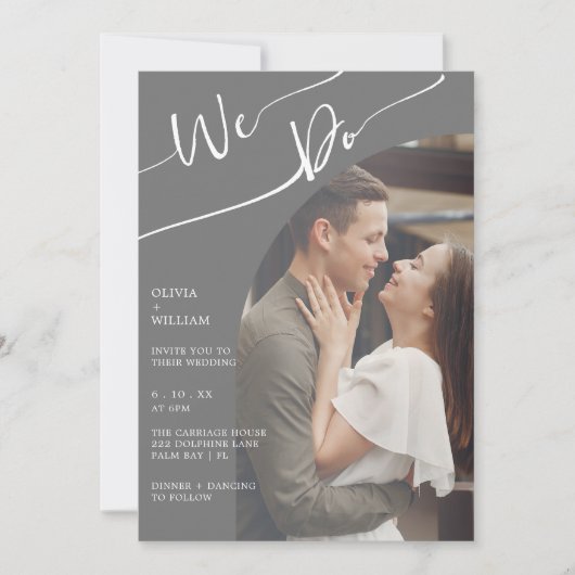 Moderne QR Code Foto bruiloft Uitnodiging (Voorkant)