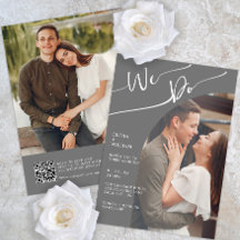 Moderne QR Code Foto bruiloft Uitnodiging