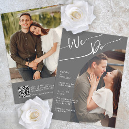 Moderne QR Code Foto bruiloft Uitnodiging