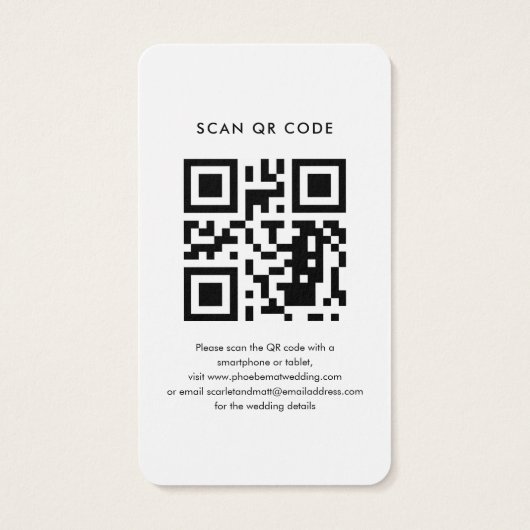Moderne QR Code Foto Bruiloft Website Save the Dat Visitekaartje (Achterkant)