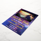 Moderne QR-code Foto Celestial Galaxy Wedding Foli Folie Uitnodiging (Gedraaid)