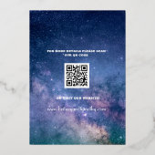 Moderne QR-code Foto Celestial Galaxy Wedding Folie Uitnodiging (Achterkant)