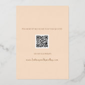 Moderne QR Code Foto Champagne Ivory Wedding Folie Uitnodiging (Achterkant)