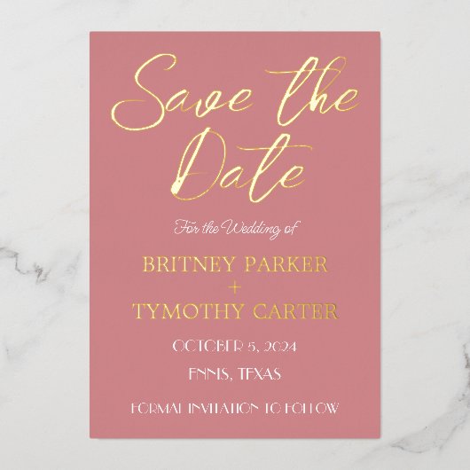 Moderne QR Code Foto Dusty Roos Weddenschap Folie Uitnodiging (Voorkant)